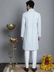 Men's Chikankari Embroidered Zig and Sequence Kurta with Pyjama