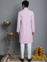 Men's Chikankari Embroidered and Sequence Kurta with Pyjama-JOKP P5011
