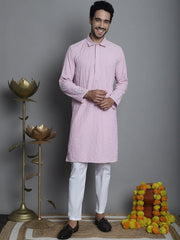 Men's Chikankari Embroidered and Sequence Kurta with Pyjama-JOKP P5011