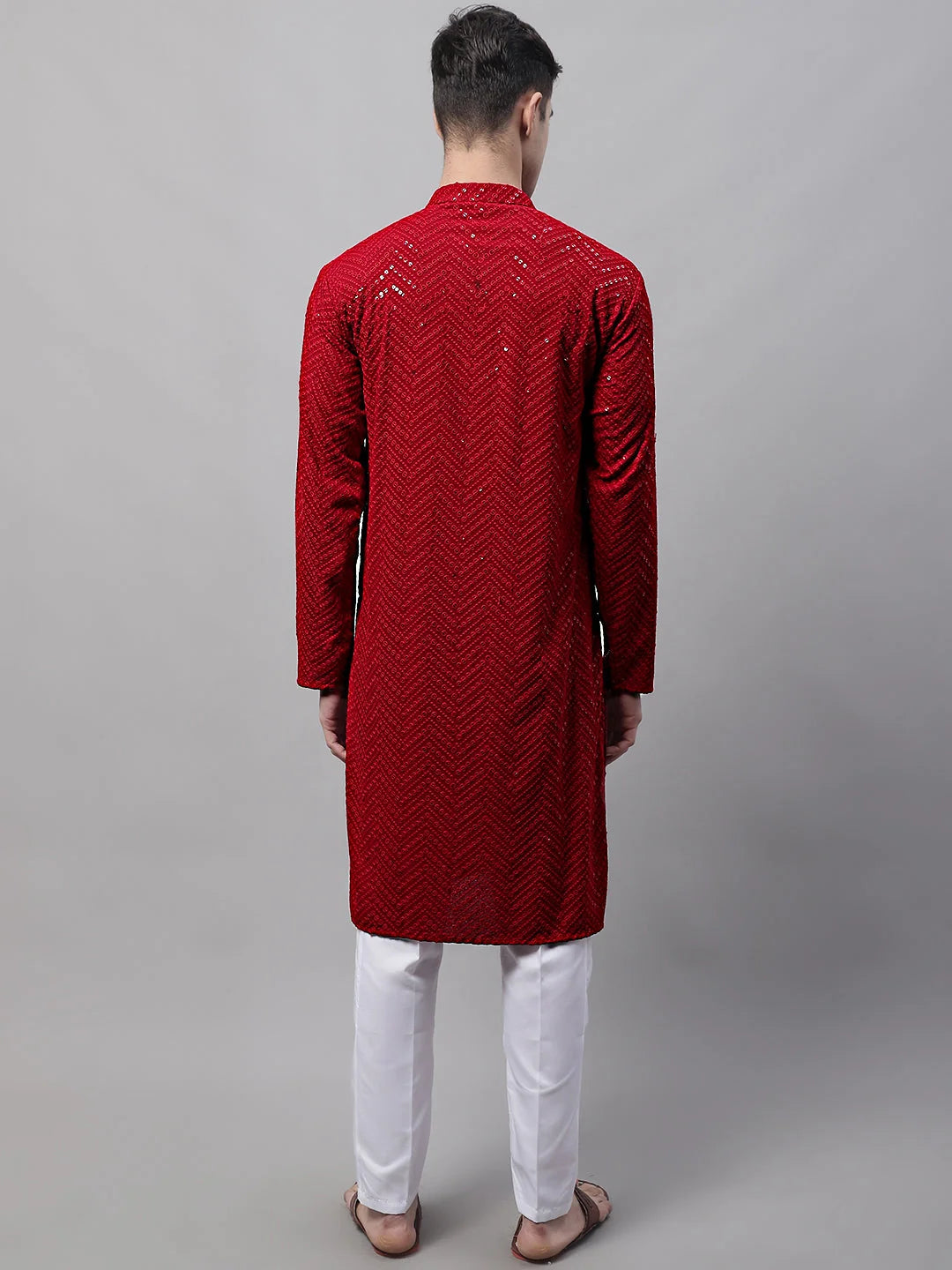 Navy Blue Embroidered Mens Kurta Churidar - Cotton Kurta Pajama