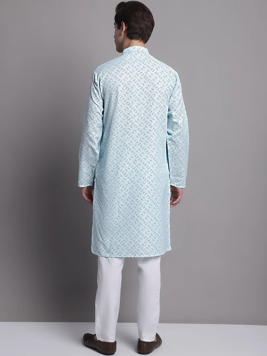 Sky Blue Cotton Kurta Payjama Set - Mens Kurta Pajama Outfit