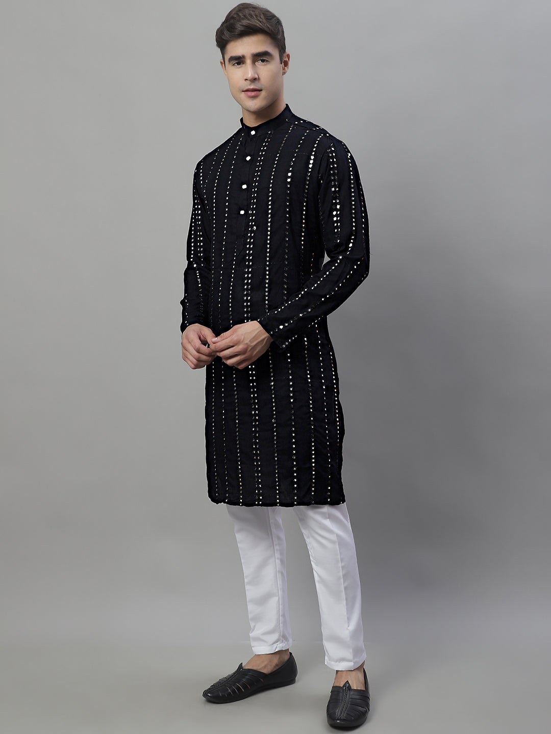 Men's Embroidered Mirror Work Kurta Pajama Set | Ethnic Wear