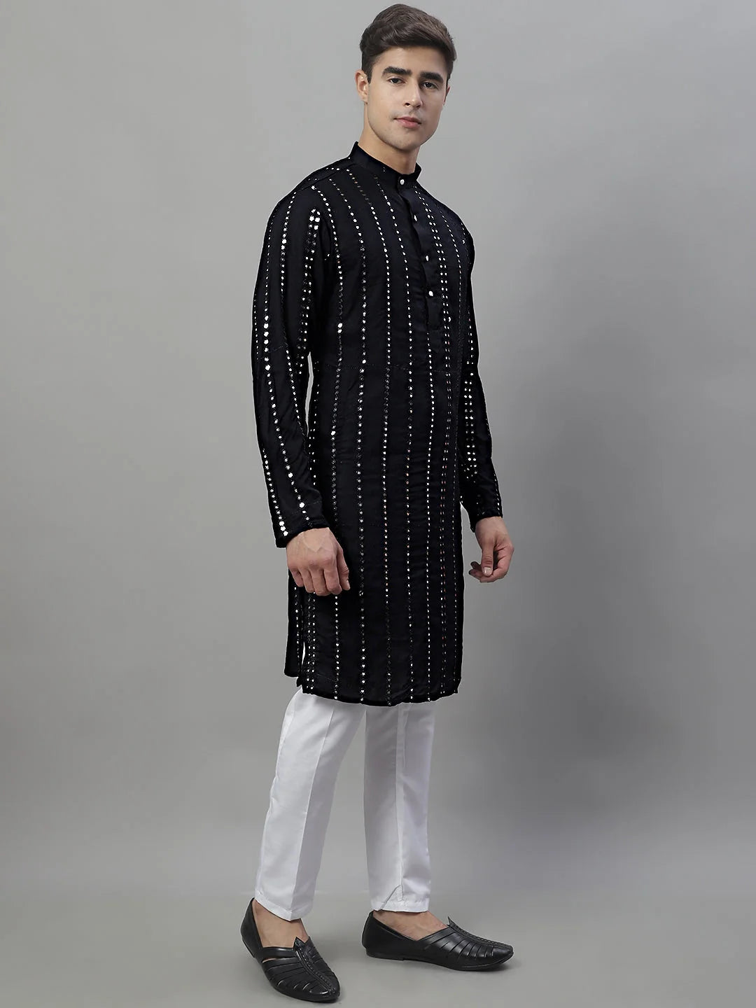 Men's Embroidered Mirror Work Kurta Pajama Set | Ethnic Wear