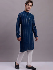 Men's Embroidered Mirror Work Kurta Payjama Sets-Styled
