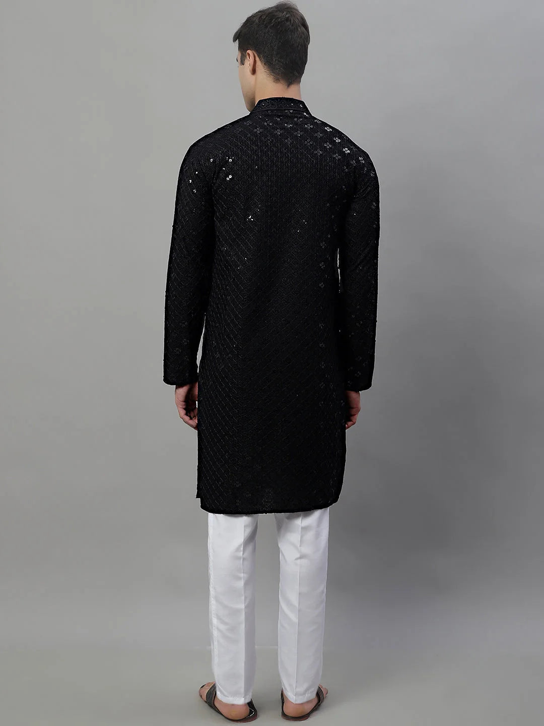 Black Chikankari Kurta Pajama Set for Men | Ethnic Ensemble