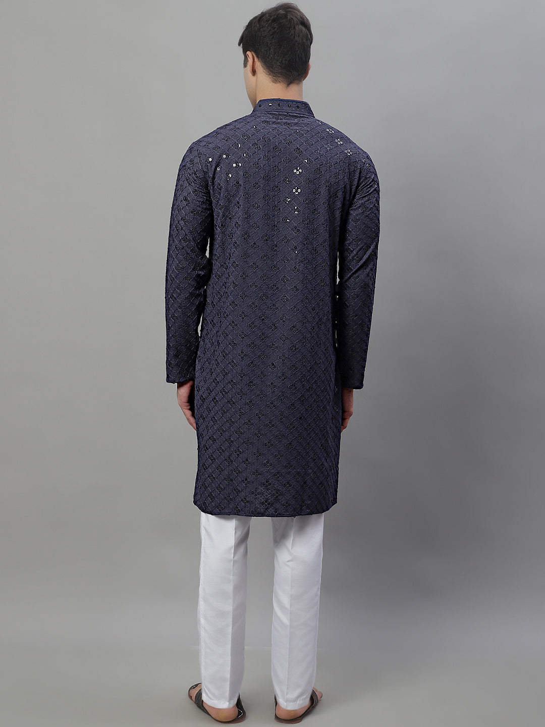 Grey Chikankari Kurta Pajama Set for Men | Ethnic Style