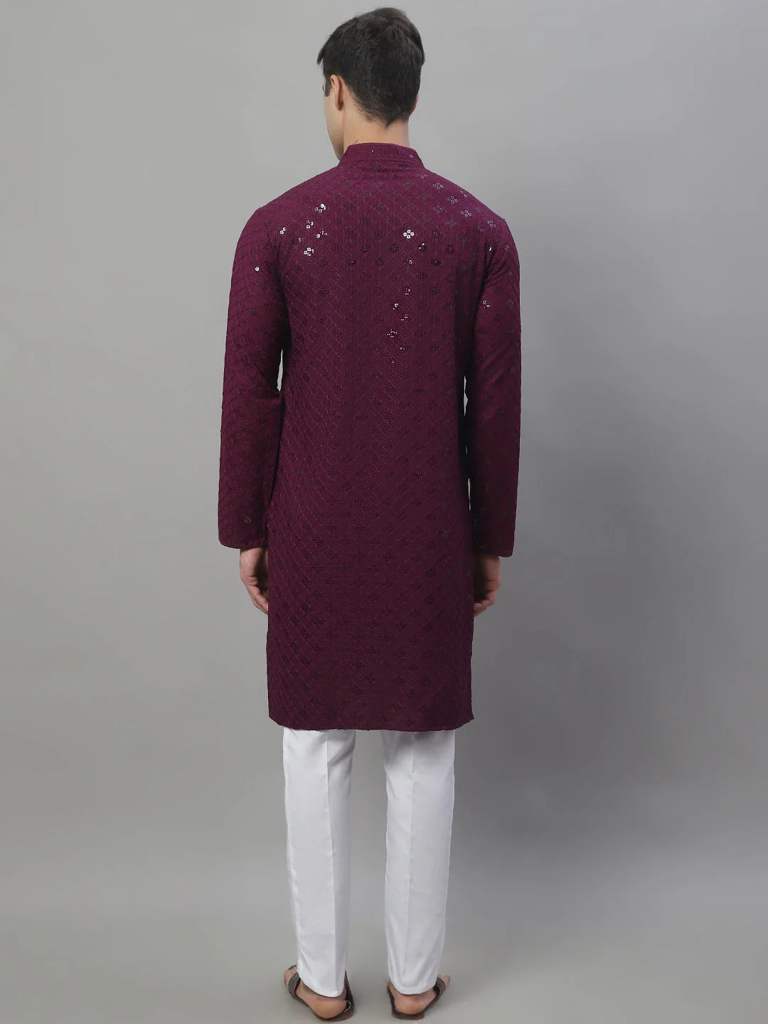 Purple Chikankari Mens Kurta Pajama Set | Kurta Pajama Style