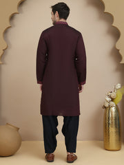 Embroidered Silk Blend Kurta with Salwar ( JOKP SP-B 5180 Purple )