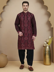Embroidered Silk Blend Kurta with Salwar ( JOKP SP-B 5180 Purple )
