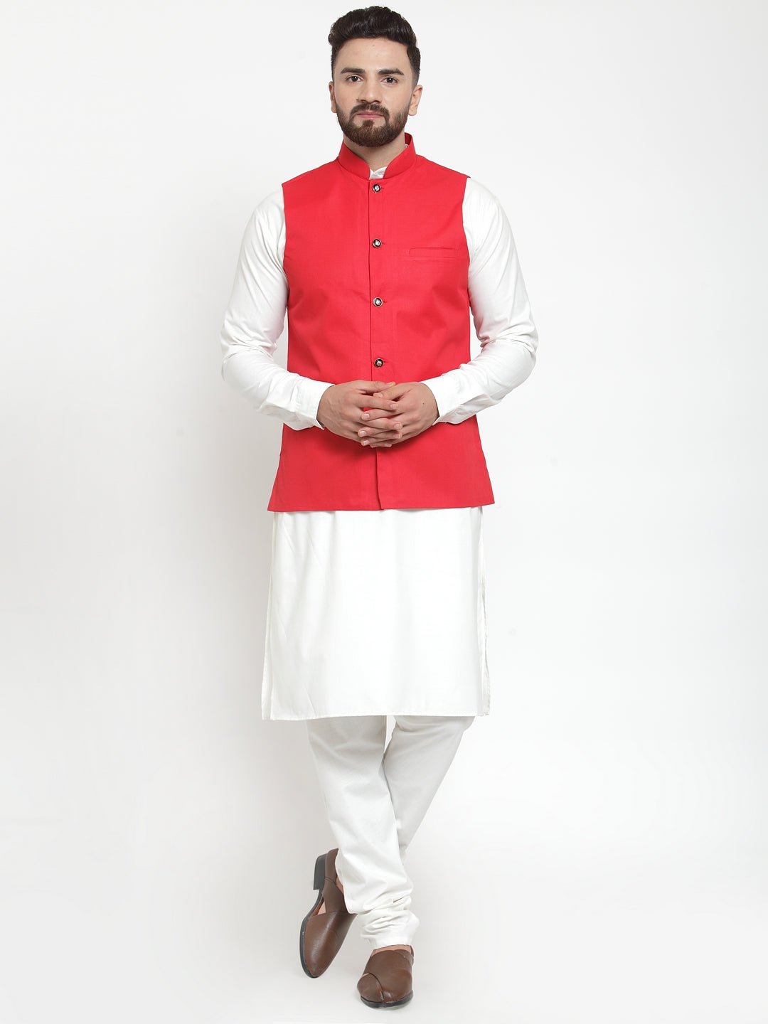 Men's Solid Kurta Assorted with Solid Waistcoat