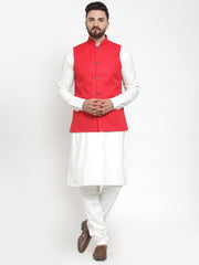 Men's Solid Kurta Assorted with Solid Waistcoat