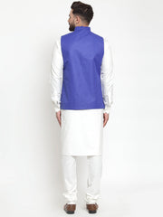Men's Solid Kurta Check with Solid Waistcoat
