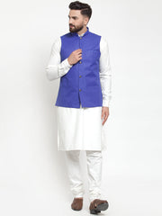 Men's Solid Kurta Check with Solid Waistcoat