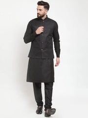 Men's Solid Kurta Payjama with Solid Waistcoat
