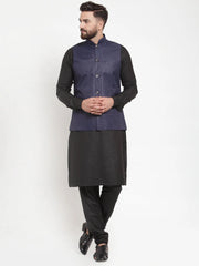 Men's Solid Kurta Pajama with Solid Best Waistcoat