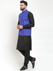Men's Solid Kurta Pajama with Solid Waistcoat
