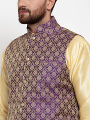 Men's Dupion Kurta Pajama with Woven Jacquard Waistcoat