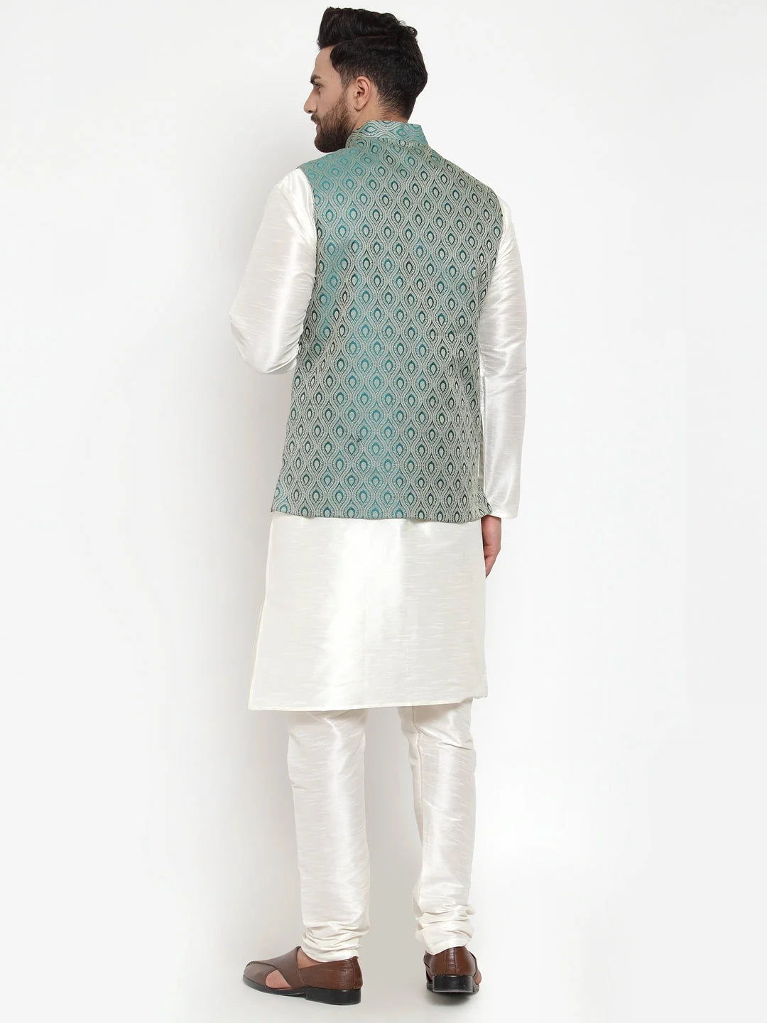 Men's Kurta Pajama Set with Jacquard Waistcoat | Ethnic Wear