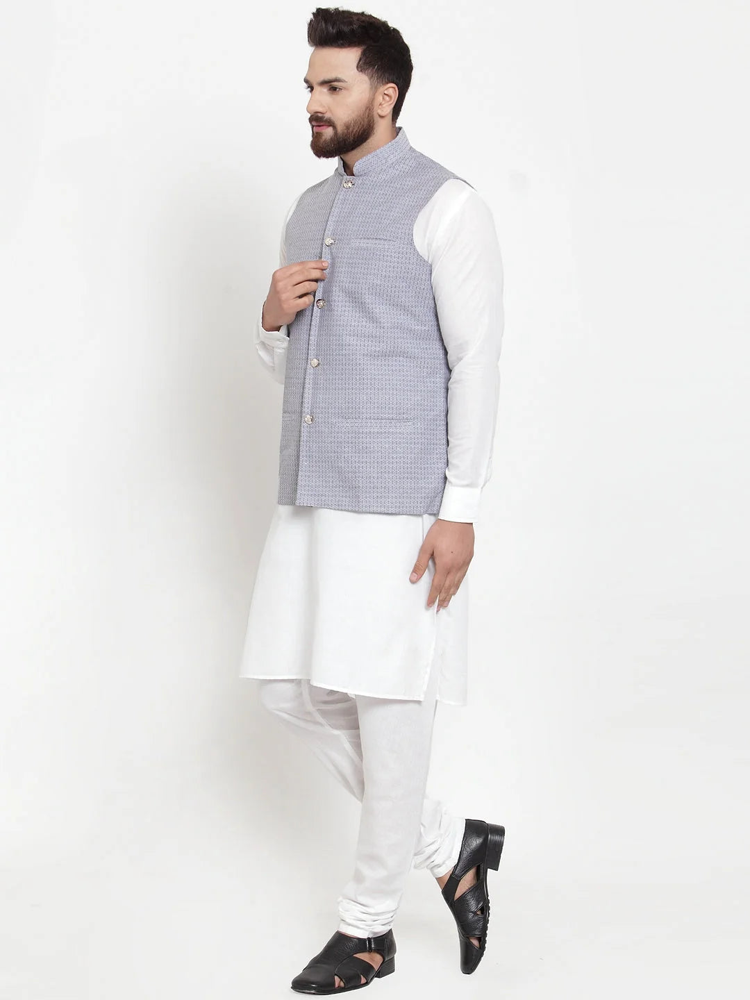 Jacquard Waistcoat Kurta Pajama for Men | Mens Kurta Pajama Set