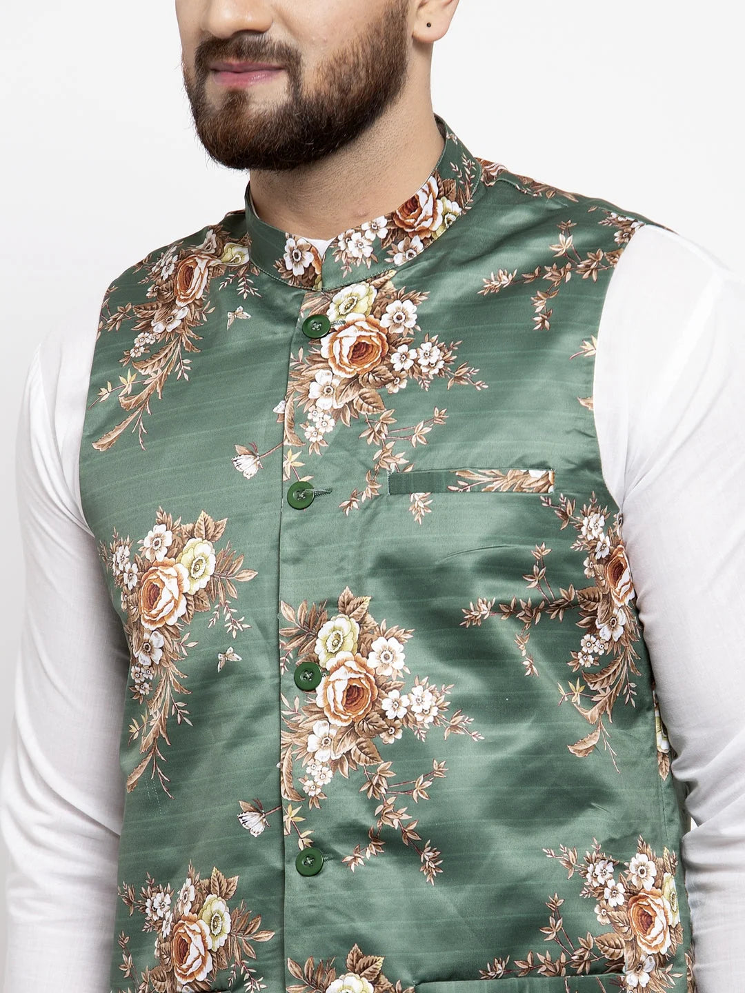 Stylish Mens Kurta Pajama Set with Printed Waistcoat | Kurta P...