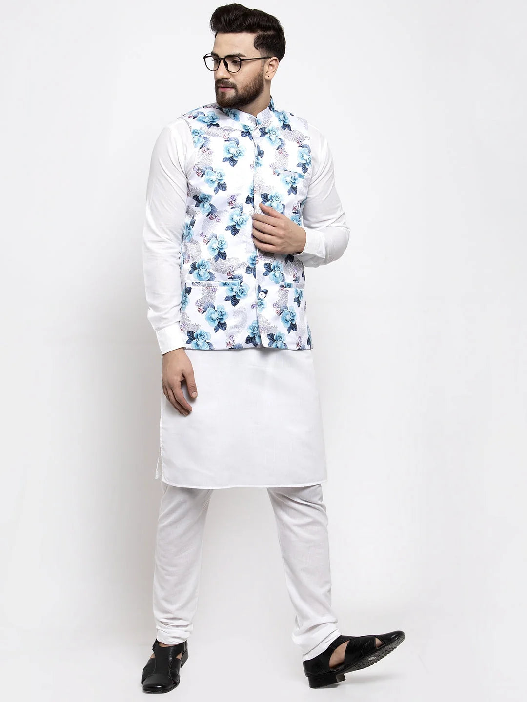 Grey Mens Kurta Pajama Set | Cotton Kurta with Nehru Jacket