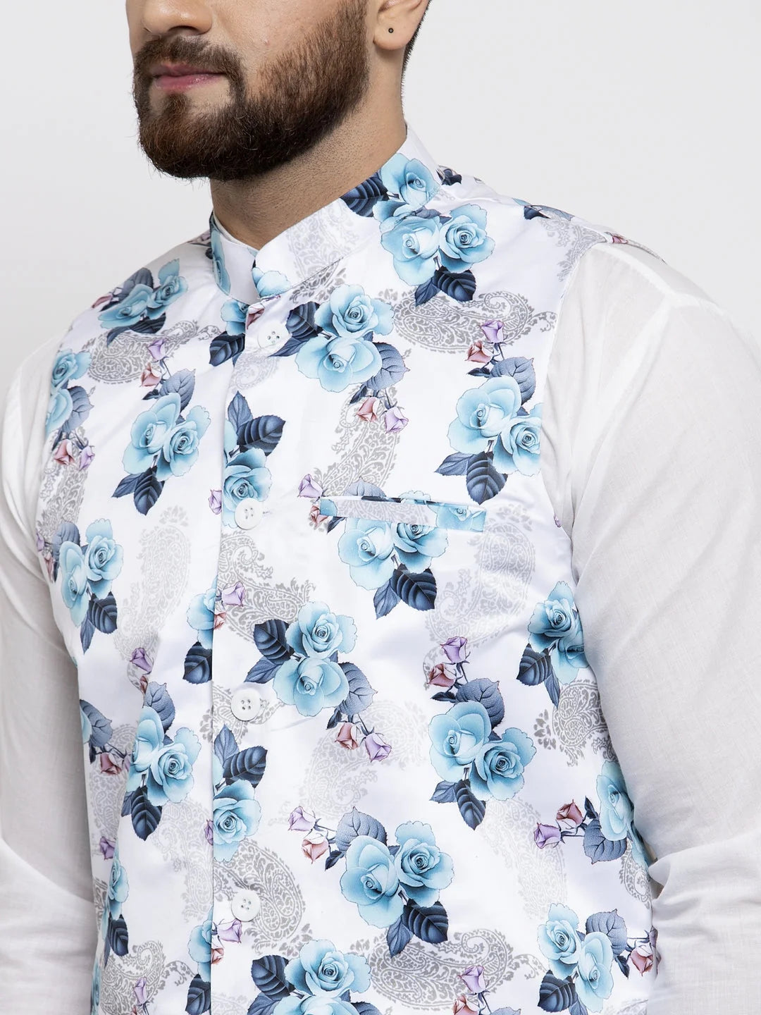 Grey Mens Kurta Pajama Set | Cotton Kurta with Nehru Jacket