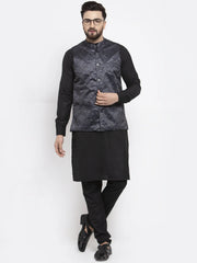 Men's Solid Cotton Kurta Pajama with Great Printed Waistcoat