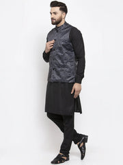 Men's Solid Cotton Kurta Pajama with Great Printed Waistcoat