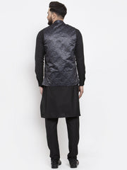 Men's Solid Cotton Kurta Pajama with Great Printed Waistcoat