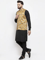 Men's Solid Sam Cotton Kurta Pajama with Printed Waistcoat