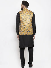 Men's Solid Sam Cotton Kurta Pajama with Printed Waistcoat