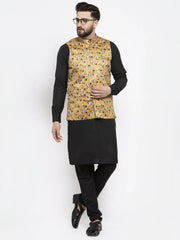 Men's Solid Sam Cotton Kurta Pajama with Printed Waistcoat