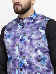 Men's Solid Cotton Kurta Pajama Solid with Printed Waistcoat