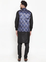 Men's Solid Cotton Kurta Pajama with Greatest Printed Waistcoat