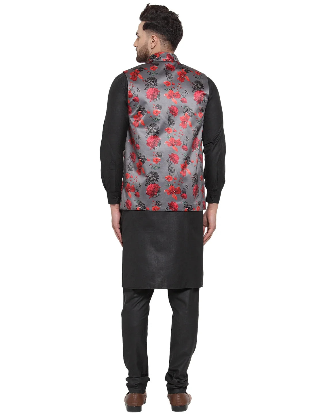 Men's Cotton Kurta Pajama Set with Printed Waistcoat | Ethnic ...
