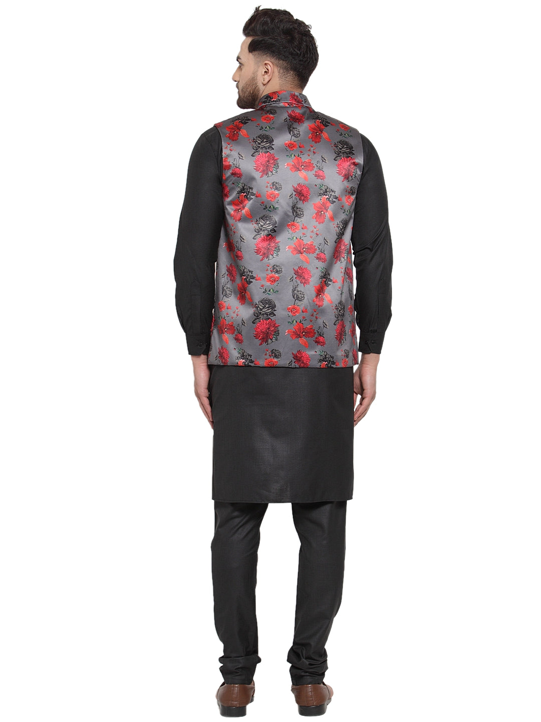 Men's Cotton Kurta Pajama Set with Printed Waistcoat | Ethnic ...