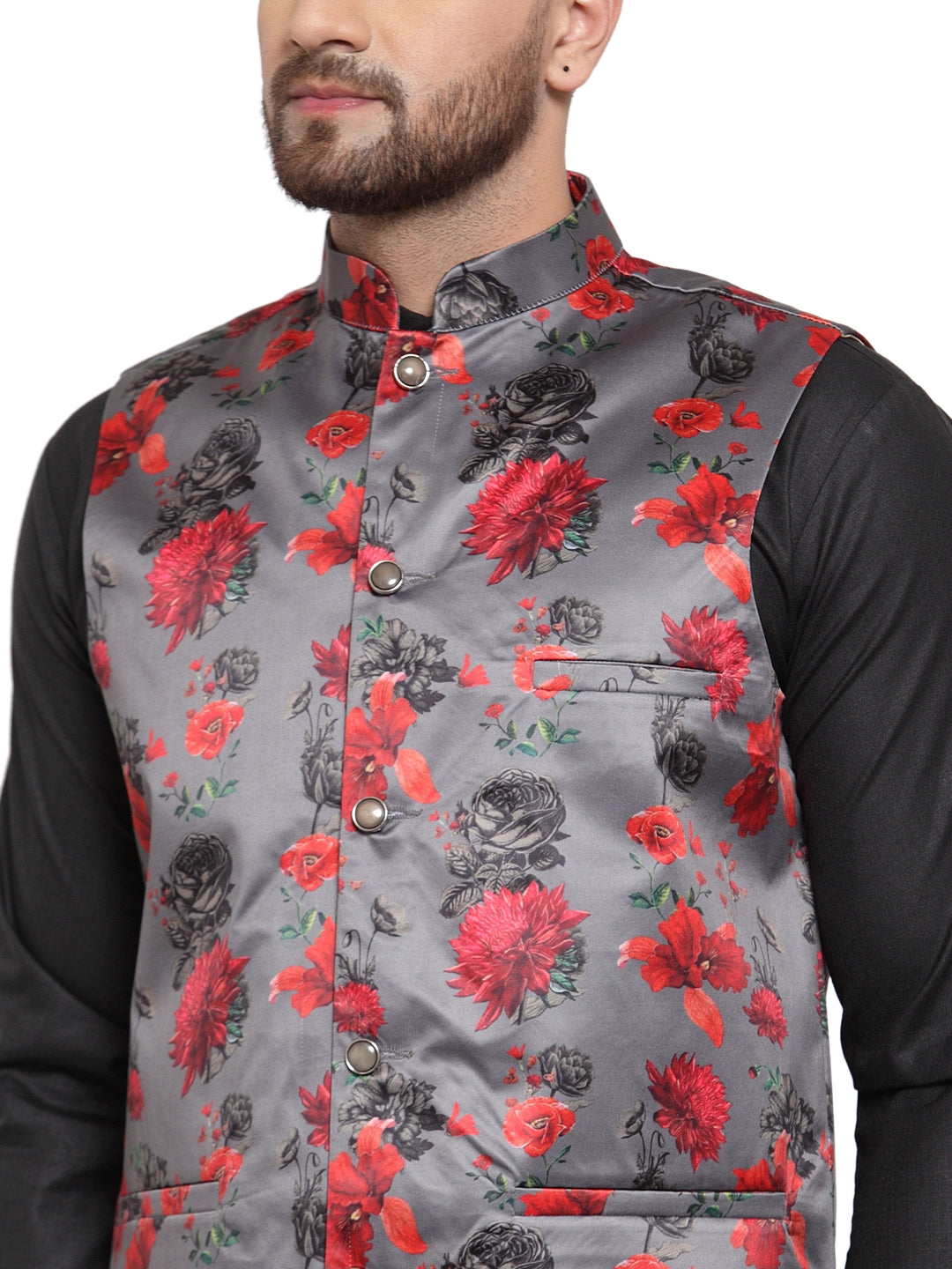 Men's Cotton Kurta Pajama Set with Printed Waistcoat | Ethnic ...