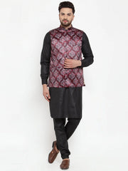 Premium Solid Cotton Kurta Pajama with Printed Waistcoat