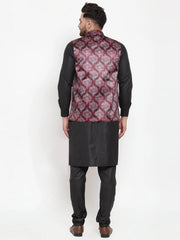Premium Solid Cotton Kurta Pajama with Printed Waistcoat