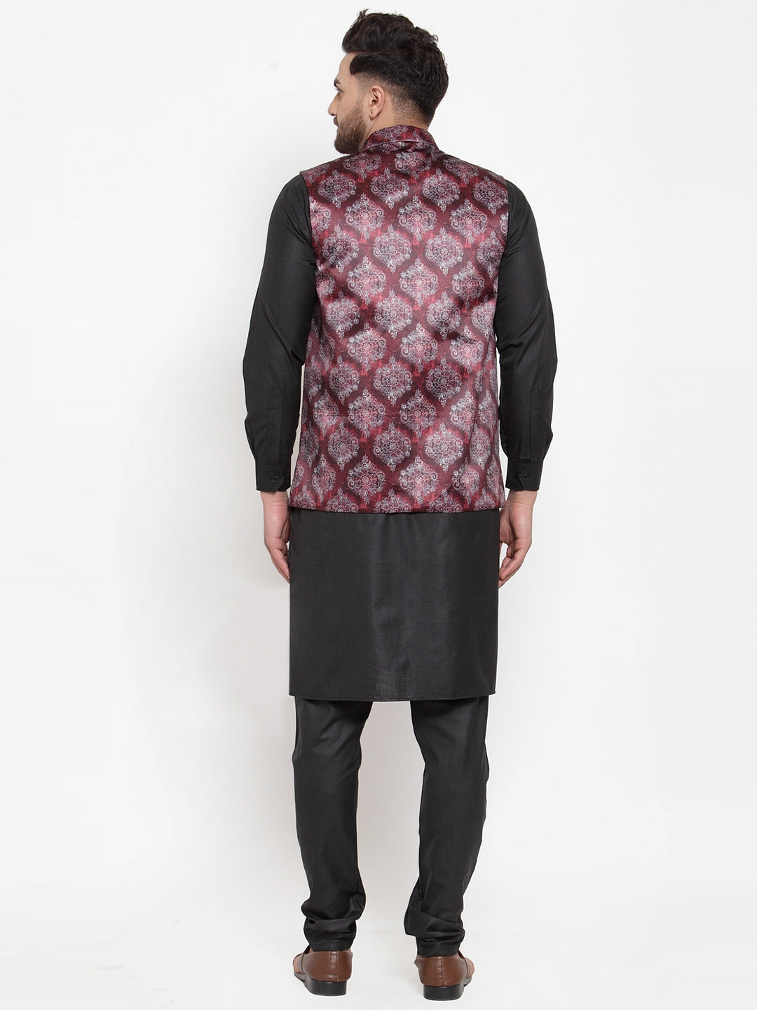 Premium Cotton Mens Kurta Pajama Set with Printed Waistcoat