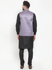 Men's Solid Wonder Cotton Kurta Pajama with Printed Waistcoat
