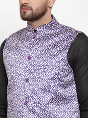 Men's Solid Wonder Cotton Kurta Pajama with Printed Waistcoat