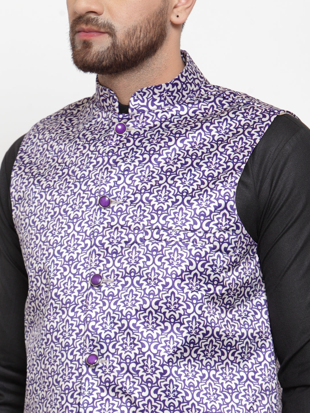 Wonder Cotton Mens Kurta Pajama Set with Printed Waistcoat