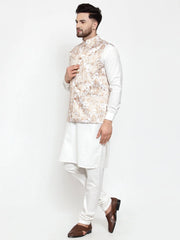 Men's Assorted Solid Cotton Kurta Pajama with Printed Waistcoat