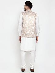 Men's Assorted Solid Cotton Kurta Pajama with Printed Waistcoat
