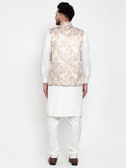 Men's Assorted Solid Cotton Kurta Pajama with Printed Waistcoat