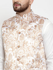 Men's Assorted Solid Cotton Kurta Pajama with Printed Waistcoat