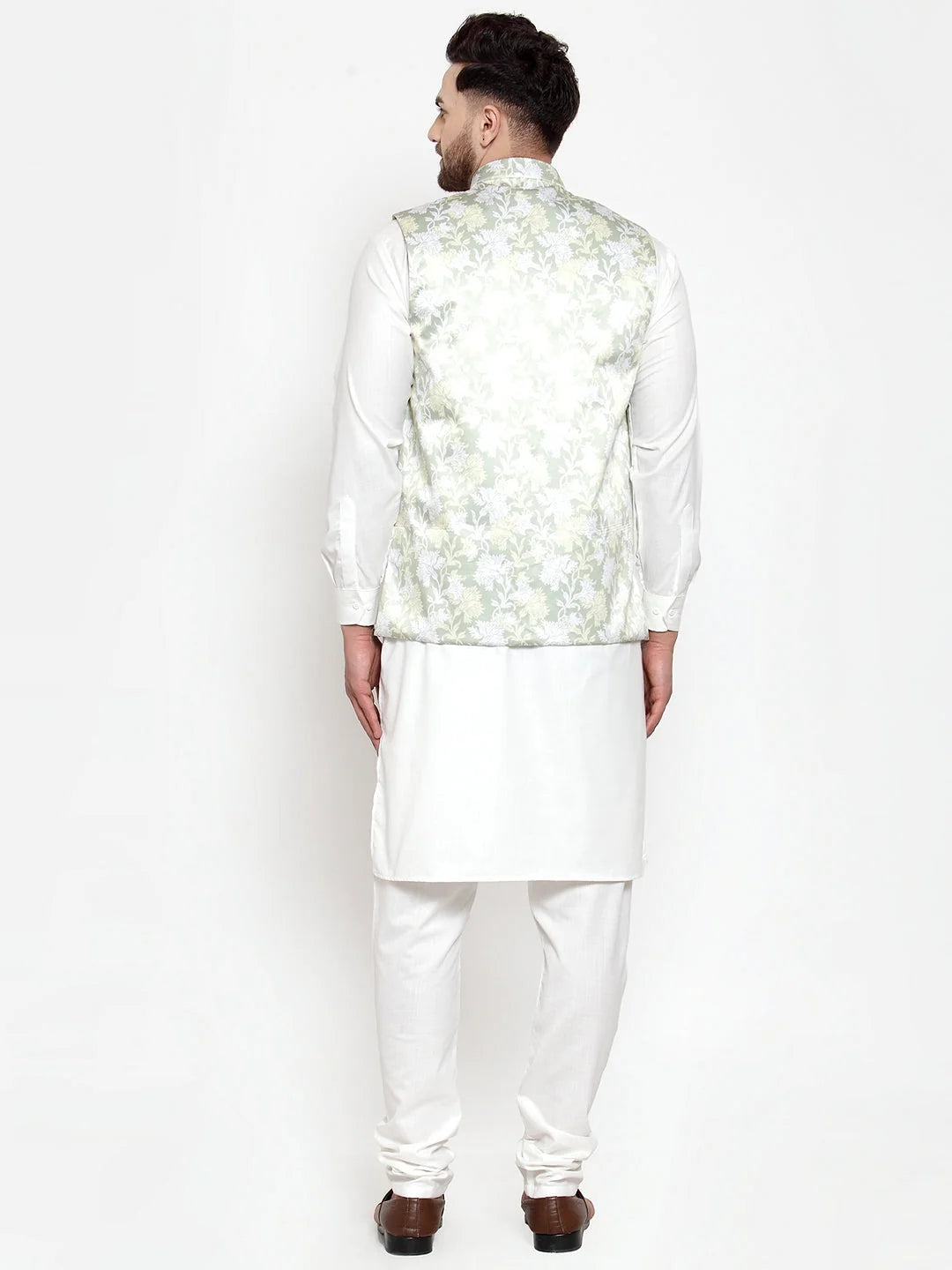 Men's Cotton Kurta Pajama Set with Printed Waistcoat | Shop