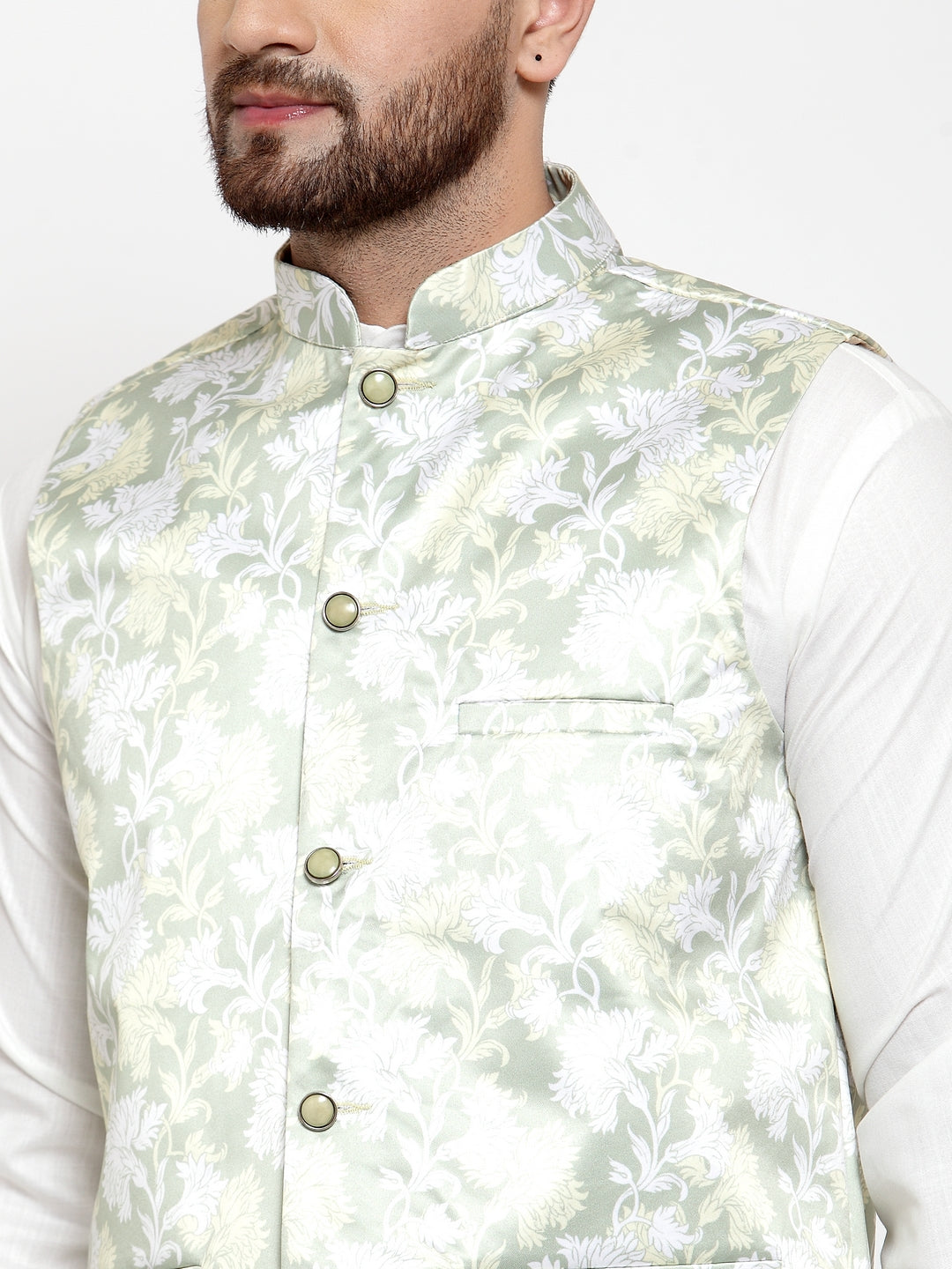 Men's Cotton Kurta Pajama Set with Printed Waistcoat | Shop