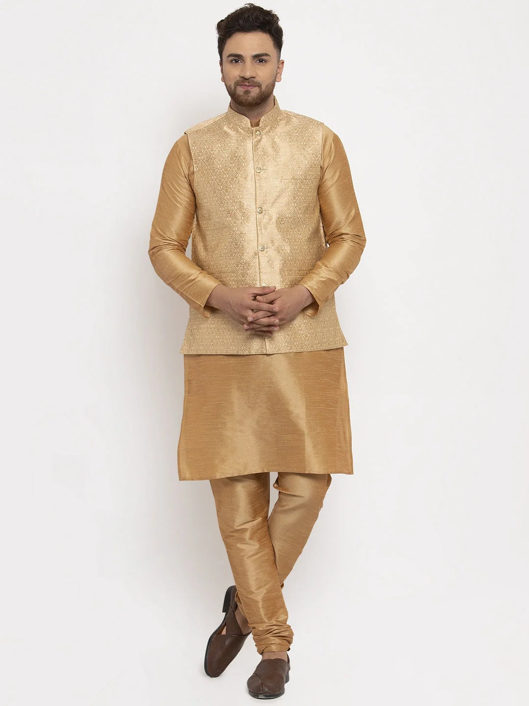 Men's Solid Kurta Pajama with Waistcoat | Cotton Kurta Set